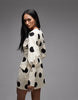 button down structured blazer mini dress in polka dots