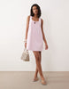 scoop neck tie front mini dress in pink
