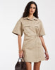 & Other Stories cotton utility wrap mini dress in beige