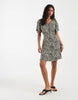 ONLY v neck tie waist mini dress in leo print