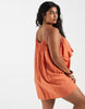 Vero Moda Curve ruffle trim cami mini dress in rust