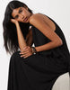 textured jersey wrap scarf detail maxi dress in black