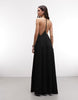 Weekday crinkle halter racer back maxi dress in black