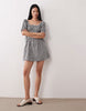 Wednesday's Girl seersucker milkmaid mini dress in black gingham