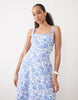 Abercrombie & Fitch sleeveless midi dress with godet hem in blue print