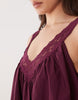 Curve v-neck poplin mini smock sundress with lace overlay in plum wine