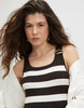 River Island knit ribbed striped dress in dark brown
