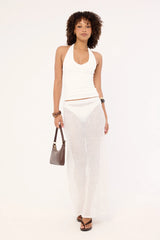 Luck & Trouble Willa Crochet Sequin Maxi Skirt White