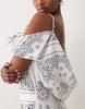 Noughts & Kisses off shoulder mini dress in white bandana print