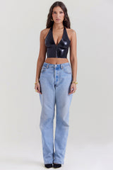 black latex halter top