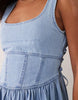 denim ballerina inspired midaxi dress in light blue