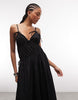 COLLUSION cami volume channel detailing midi dress in black