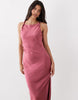 JDY high neck satin maxi dress in dusty pink