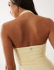 4505 active halter neck tennis dress with under shorts in butter yellow