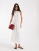 Vero Moda Tall poplin pleated waist sleeveless midaxi dress in white