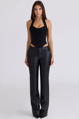 black sculpting halter neck corset top