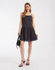 Pieces drop waist cotton embroidered mini dress in black
