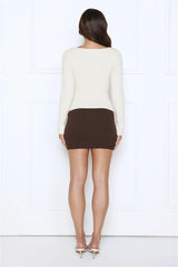 Sleek Nocturne Ribbed Long Sleeve Top Cream
