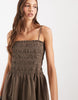 Object shirred bodice detailing cami midaxi dress in morel brown