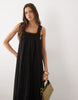 square neck lace trim midaxi sundress in chocolate