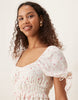 Gina Tricot puff short sleeve mini dress in pink ditsy