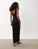 wide rib knit sleeveless scoop neck midaxi dress in black