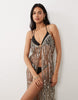 Miss Selfridge sequined slit front beach cami maxi dress in taupe