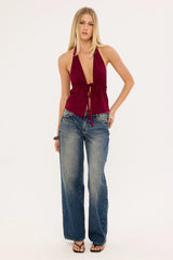 Motel Yiva Top Jersey Burgundy