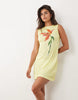 floral placement print mini dress in yellow