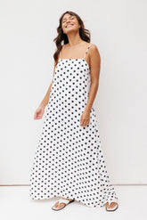 Virgo Maxi Dress - White Polka Dot
