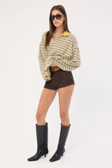 Luck & Trouble Verona Ruched Mini Shorts Chocolate