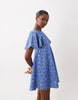smock T-shirt mini dress in blue ditsy print