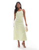 Miss Selfridge Petite strappy scoop neck maxi slip dress in green floral