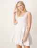scoop neck pleated waist mini sundress in white