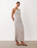 maxi halter dress in techy crinkle fabric