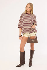 Lioness Bloom Short Sleeve Plum Stripe