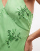 Reclaimed Vintage Limited Edition halter neck midi dress with scarf detail and embroidery in green