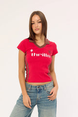 Thrills Hot Shot Polo Club Tee Cherry