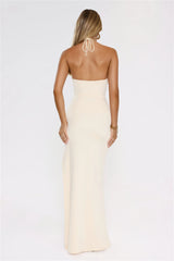 Candlelight Secrets Halter Maxi Dress Butter