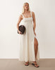 Fuller Bust Selina Beach shirred linen look maxi sundress in natural