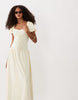 ruched front midi tea dress in buttermilk