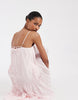 & Other Stories drop waist maxi dress with pleated skirt in light pink