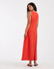 Vero Moda linen look button front maxi dress in poppy red