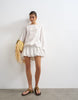 Topshop long sleeve blouson mini dress in white stripes