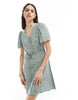 Vero Moda button through mini skater dress in sage green spot