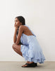 Kaiia exclusive textured mesh cowl halterneck ruffle hem mini dress in lilac