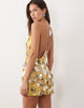 3D floral sequin cami mini dress in yellow