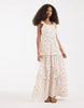 Vero Moda ruffle trim tiered maxi dress in cream based floral print