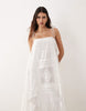 ARRANGE square cut embroidered midi dress in white
