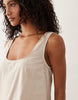 linen blend scoop neck mini dress in beige